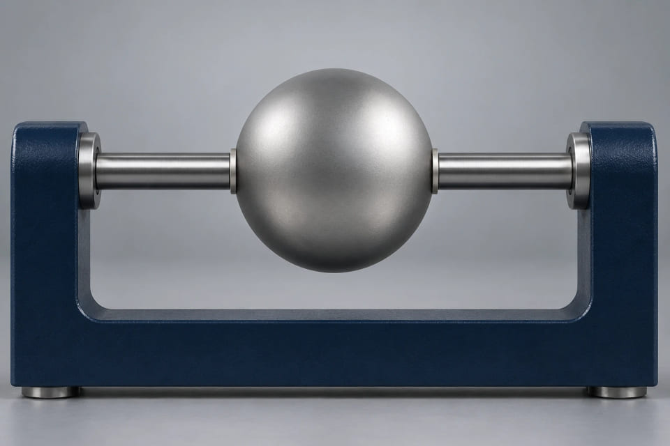 Conceito CGI de uma esfera em um dispositivo de avaliação dimensional