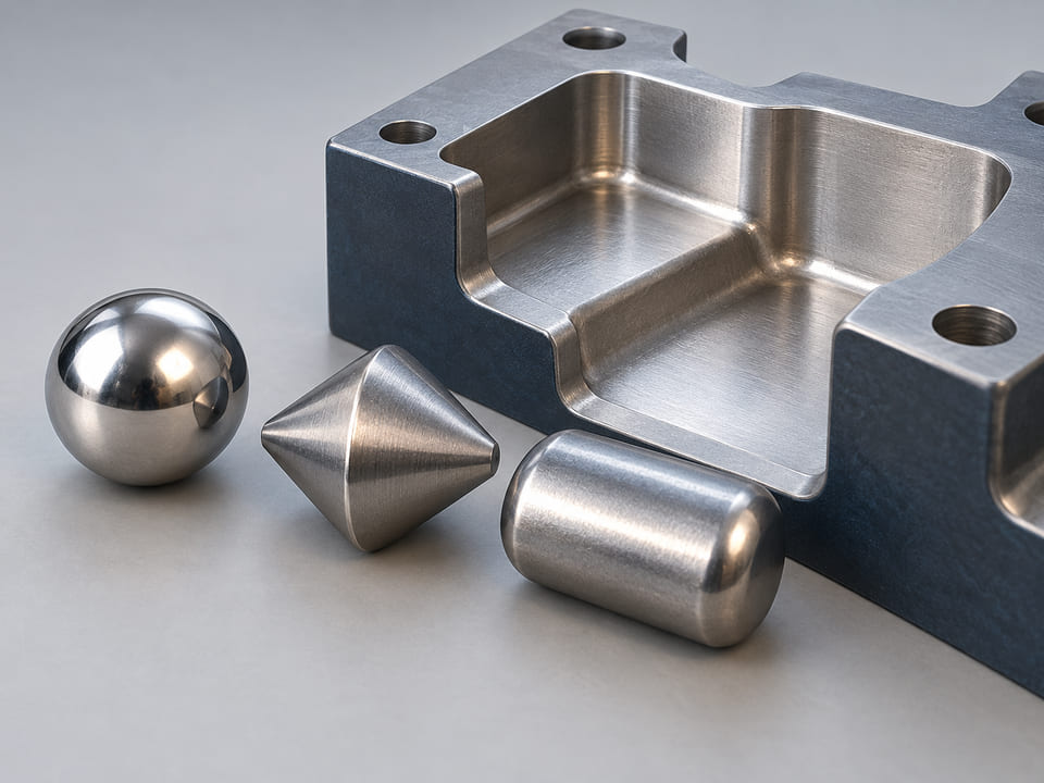 Konzeptionelle CGI-Darstellung: Prüfung von Material und Aufbau geformter Mahl- und Finishmedien